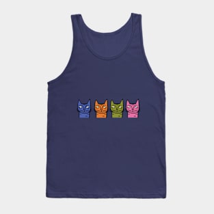 Quirky Multi Color Cats - Midcentury Illustration Tank Top